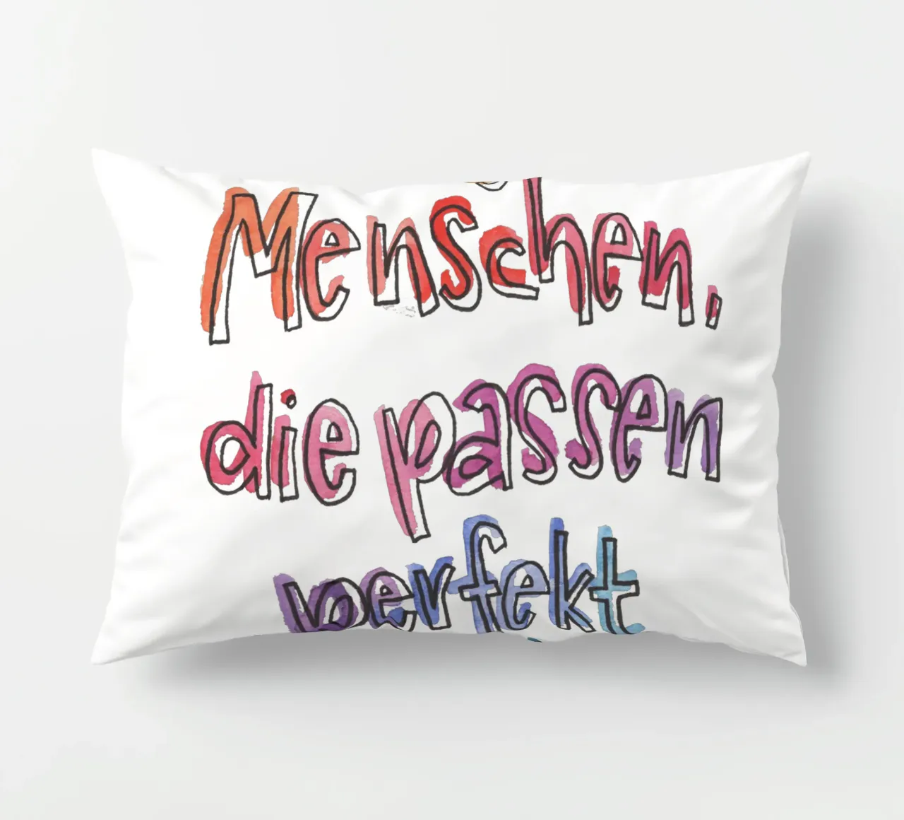 Perfekt ins Herz Regenbogen cuscino da Brushmeetspaper