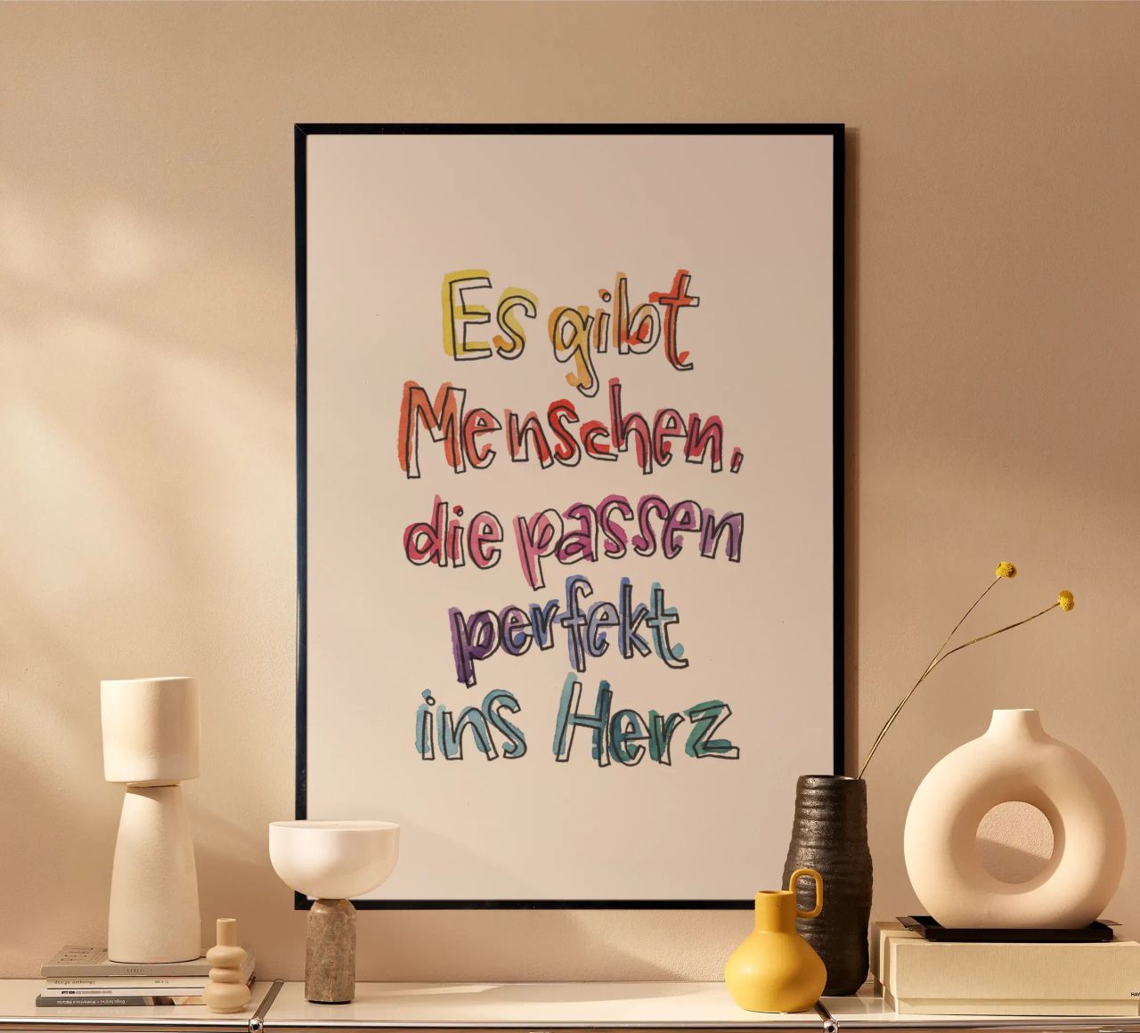 Perfekt ins Herz Regenbogen Poster von Brushmeetspaper