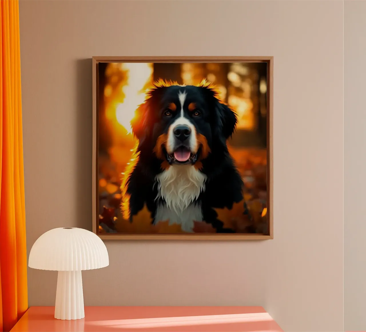 Beautiful Bernese Mountain Dog #94 canvas with Floater frame by Yumis.Beargang.and.Me