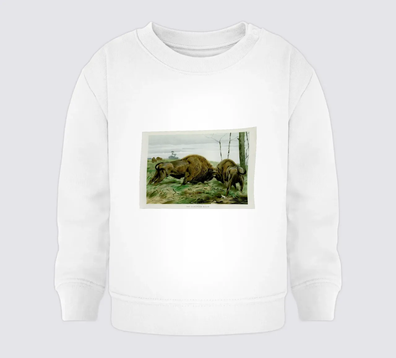 European Bison In Battle felpa neonato da Flora & Fauna