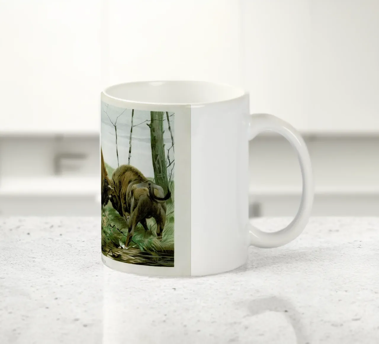 European Bison In Battle tazza in ceramica da Flora & Fauna
