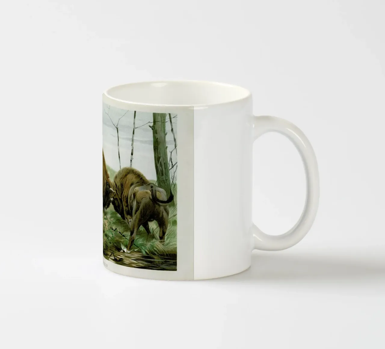 European Bison In Battle tazza in ceramica da Flora & Fauna