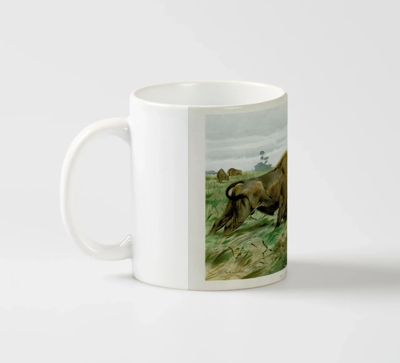 European Bison In Battle tazza in ceramica da Flora & Fauna