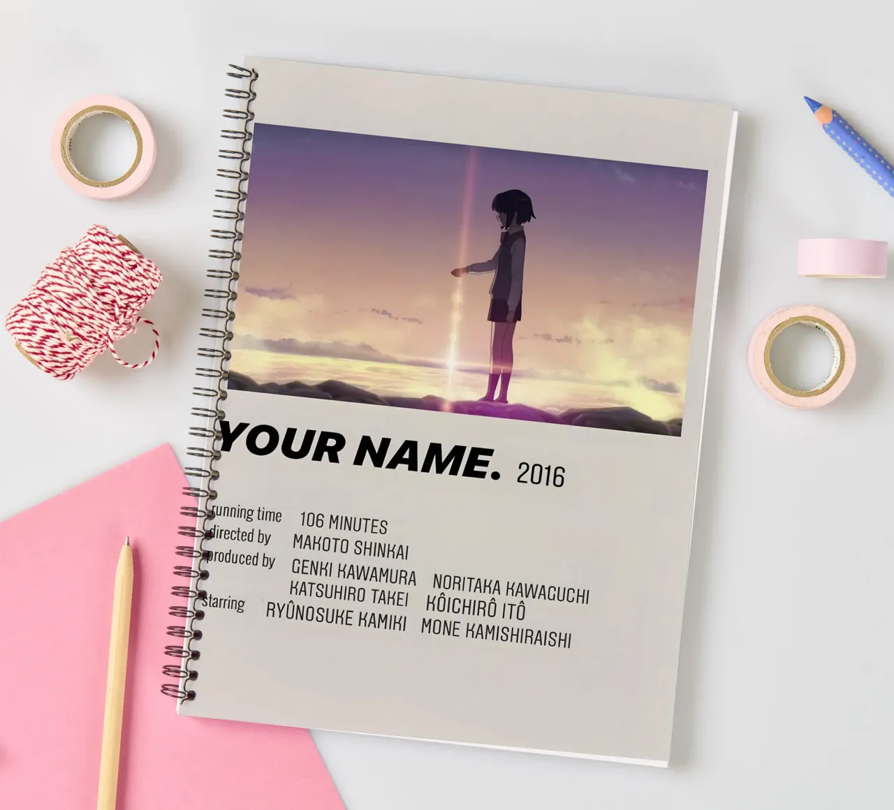 YOUR NAME.  2016 spiral notebook by Totoya