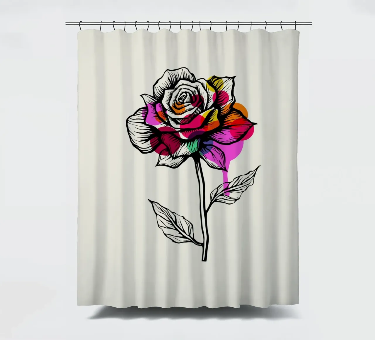 Ink & Petals: The Abstract Rose tenda da doccia da Indigo Rain