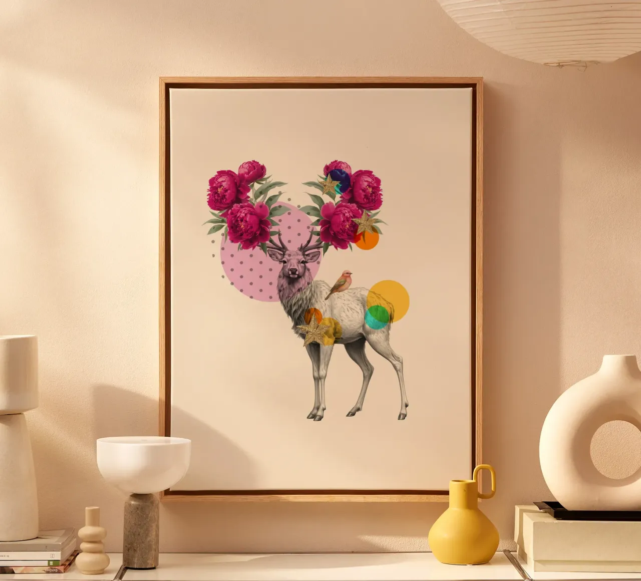 Antlers in Bloom tela con Cornice a cassetta da Indigo Rain