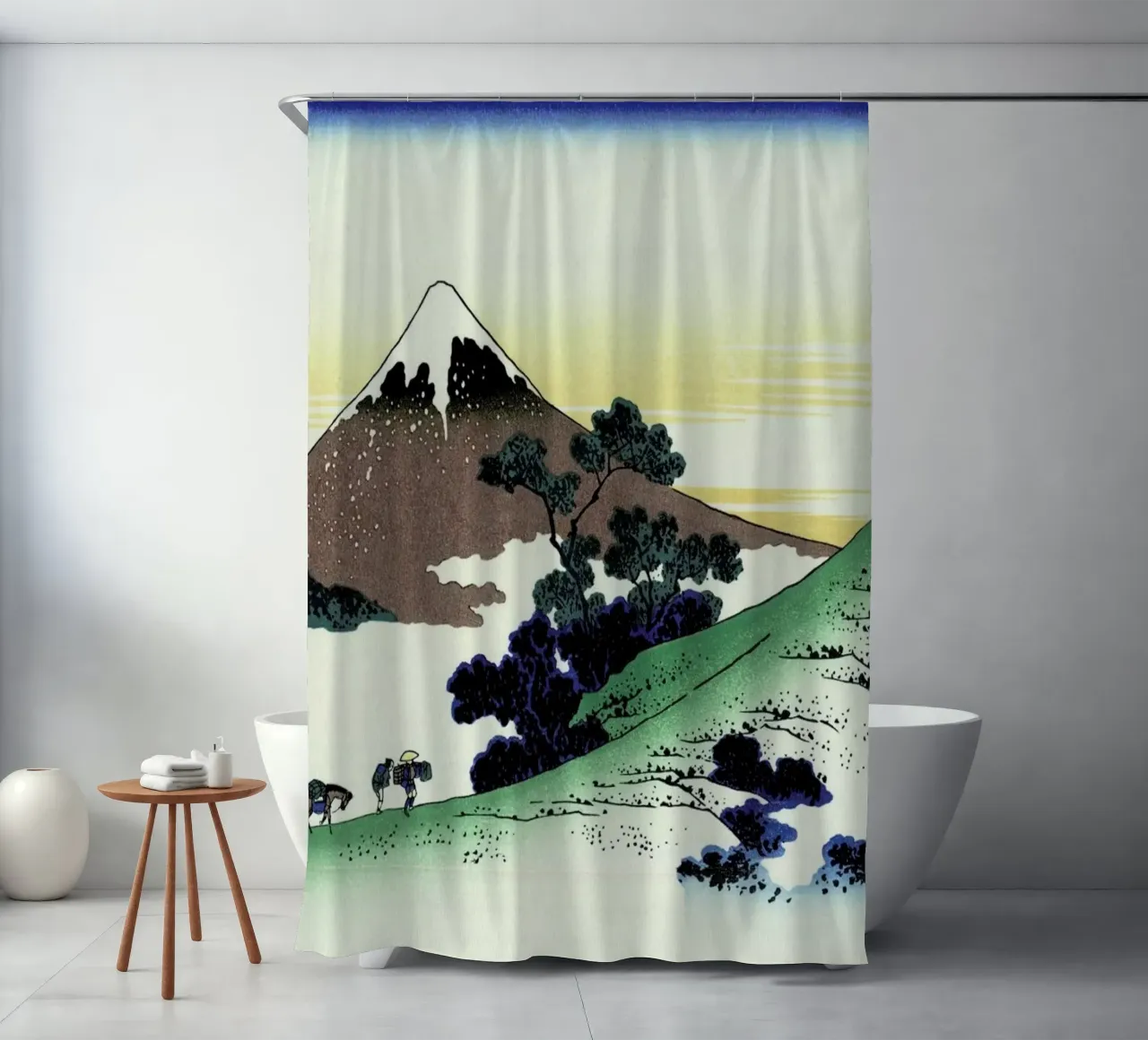 Hokusai - Inume Pass in Kai Province shower curtain by ARTOTHEK