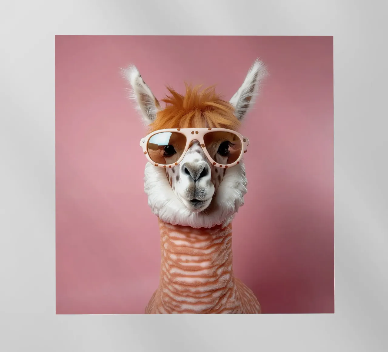 Alpaca cool con occhiali da sole rétro - Ritratto di animale divertente pellicola backlit da FlexiDesignsByK