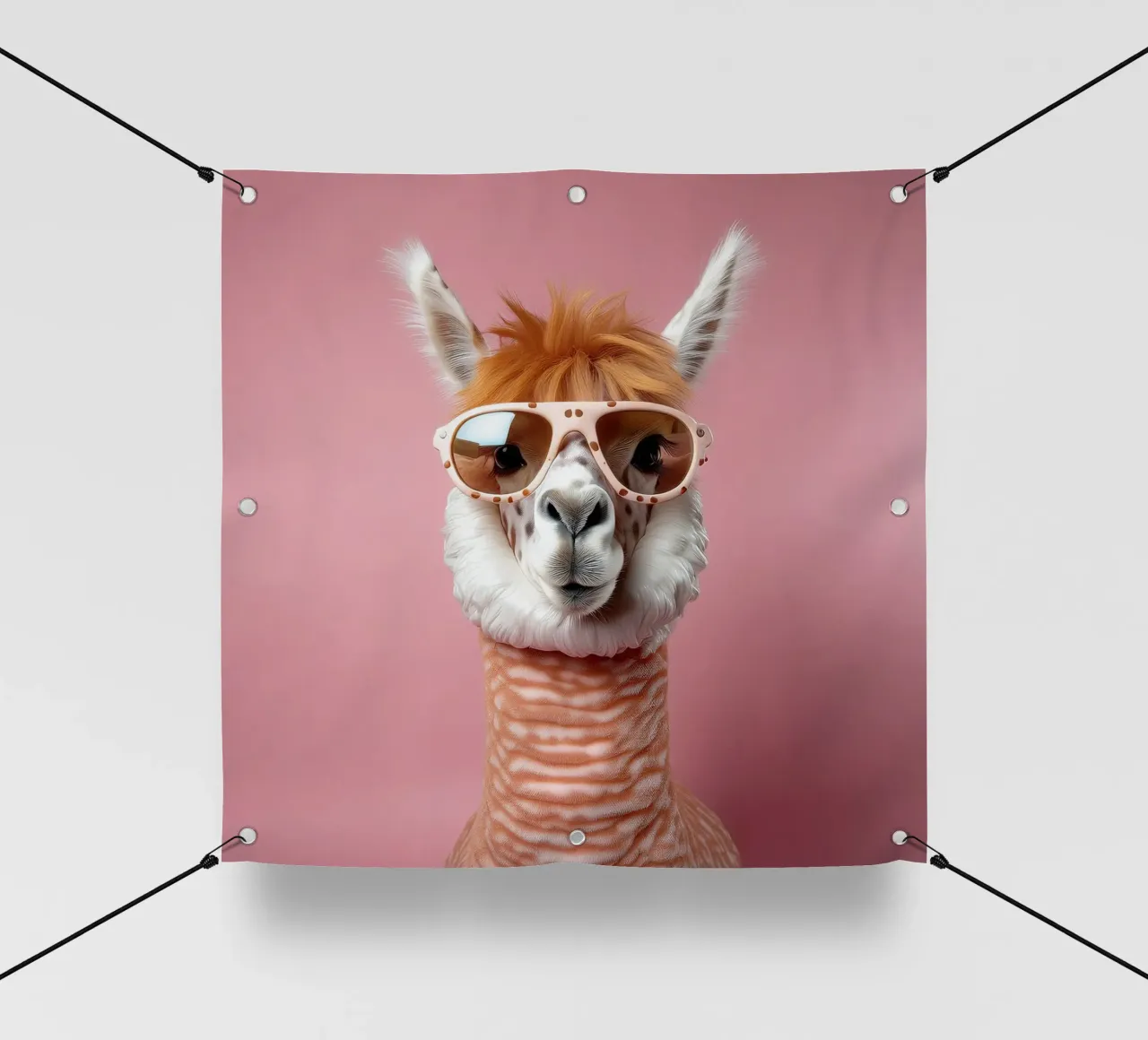 Alpaca cool con occhiali da sole rétro - Ritratto di animale divertente telo in pvc da FlexiDesignsByK