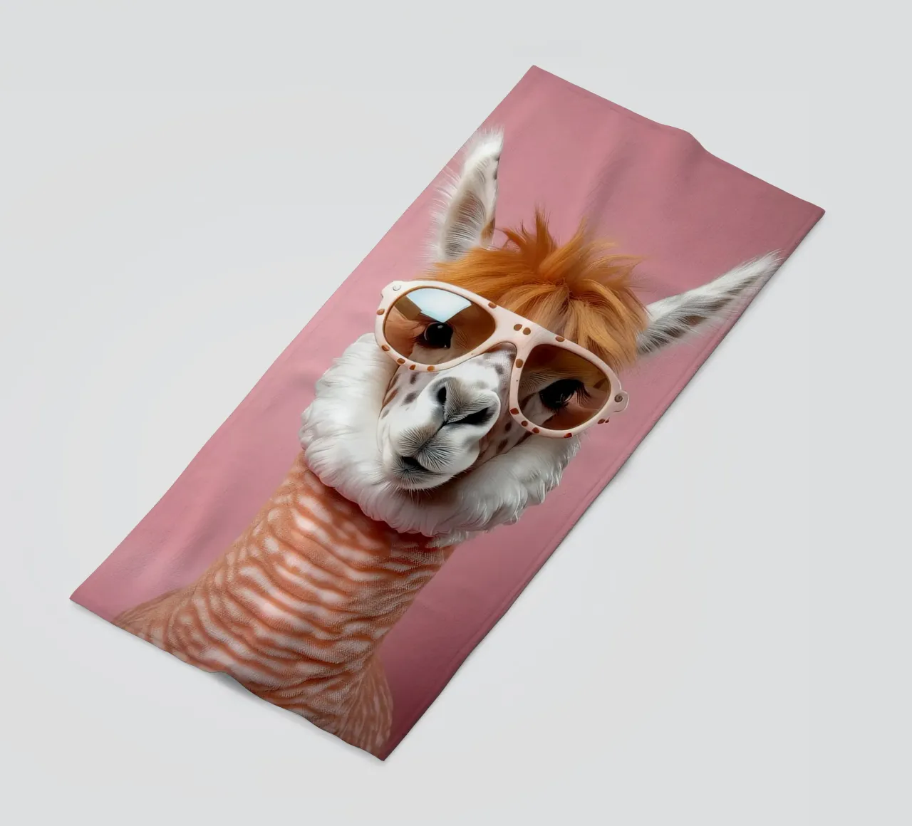 Alpaca cool con occhiali da sole rétro - Ritratto di animale divertente telo mare da FlexiDesignsByK