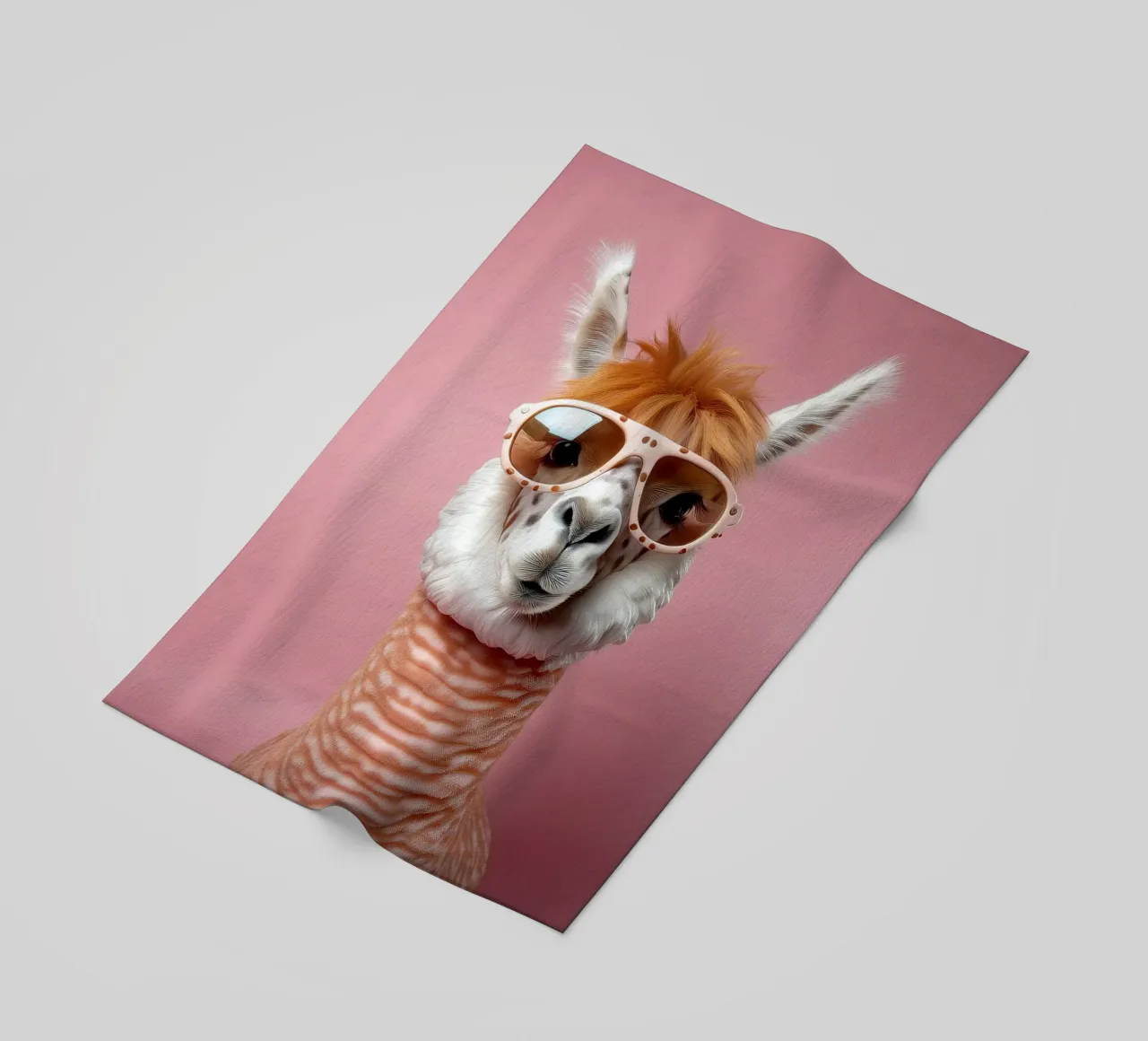 Alpaca cool con occhiali da sole rétro - Ritratto di animale divertente telo mare da FlexiDesignsByK