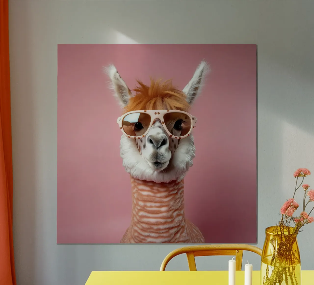 Alpaca cool con occhiali da sole rétro - Ritratto di animale divertente carta hahnemühle da FlexiDesignsByK