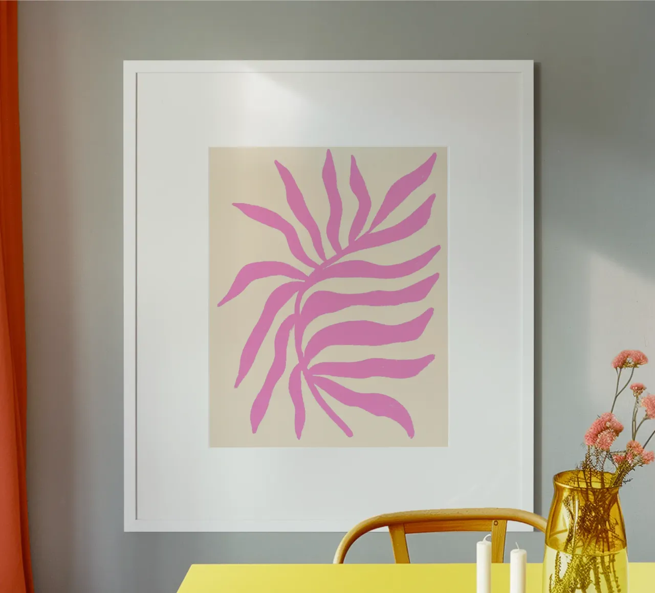Silhouette rosa Ramo strutturato 2 poster con telaio in plastica da Wackapacka