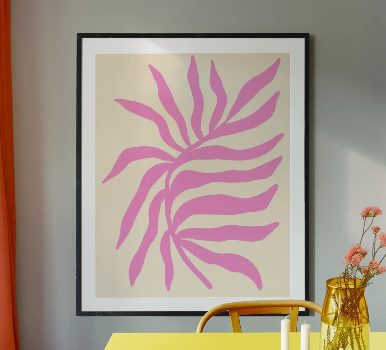 Silhouette rosa Ramo strutturato 2 poster con telaio in plastica da Wackapacka