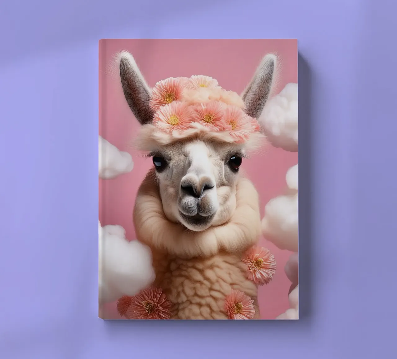 Flower-Crowned Llama in a Dreamy Cloudscape – Boho Animal notebook by FlexiDesignsByK