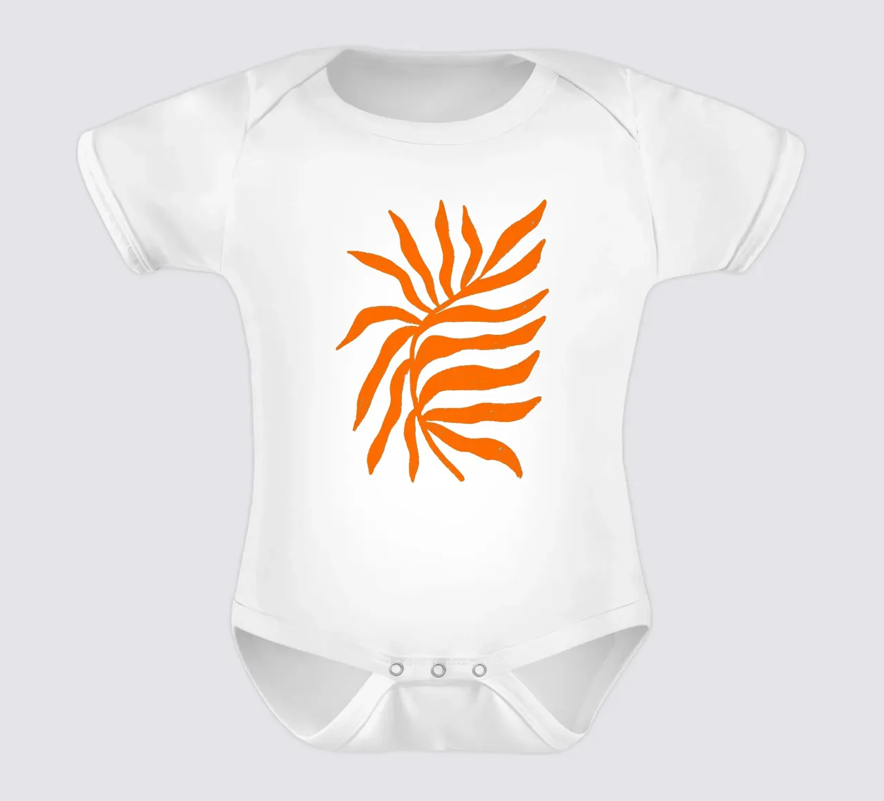 Orange Silhouette Strukturierter Zweig 2 Kurzarm Babybody von Wackapacka