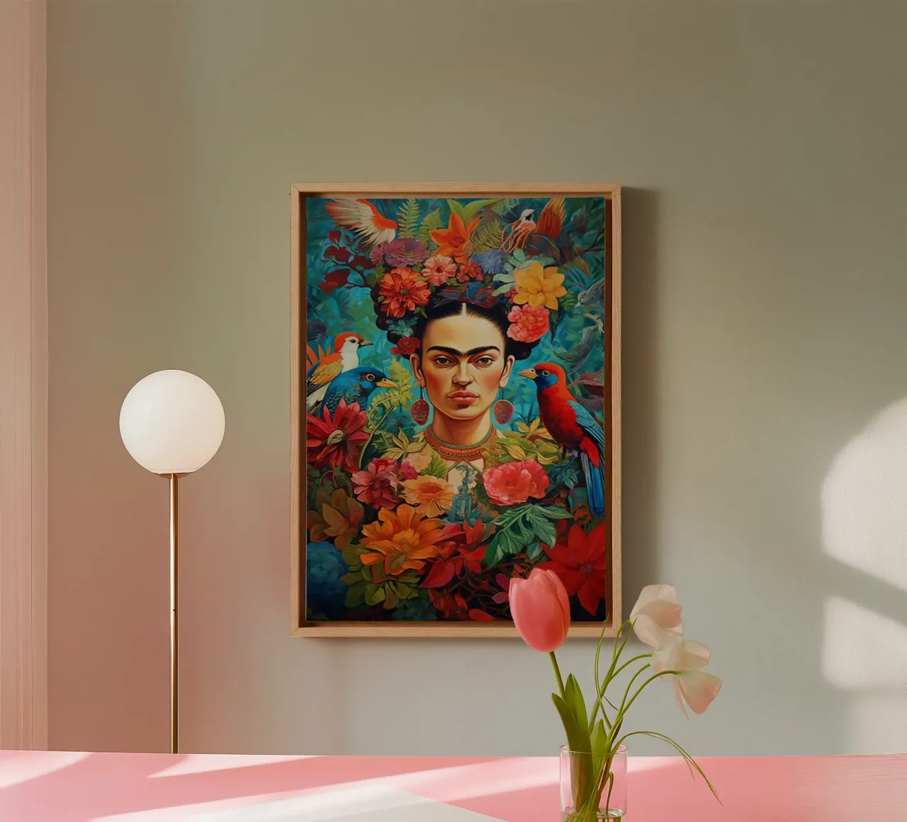 Ritratto di Frida tela con Cornice a cassetta da Popo Photograph
