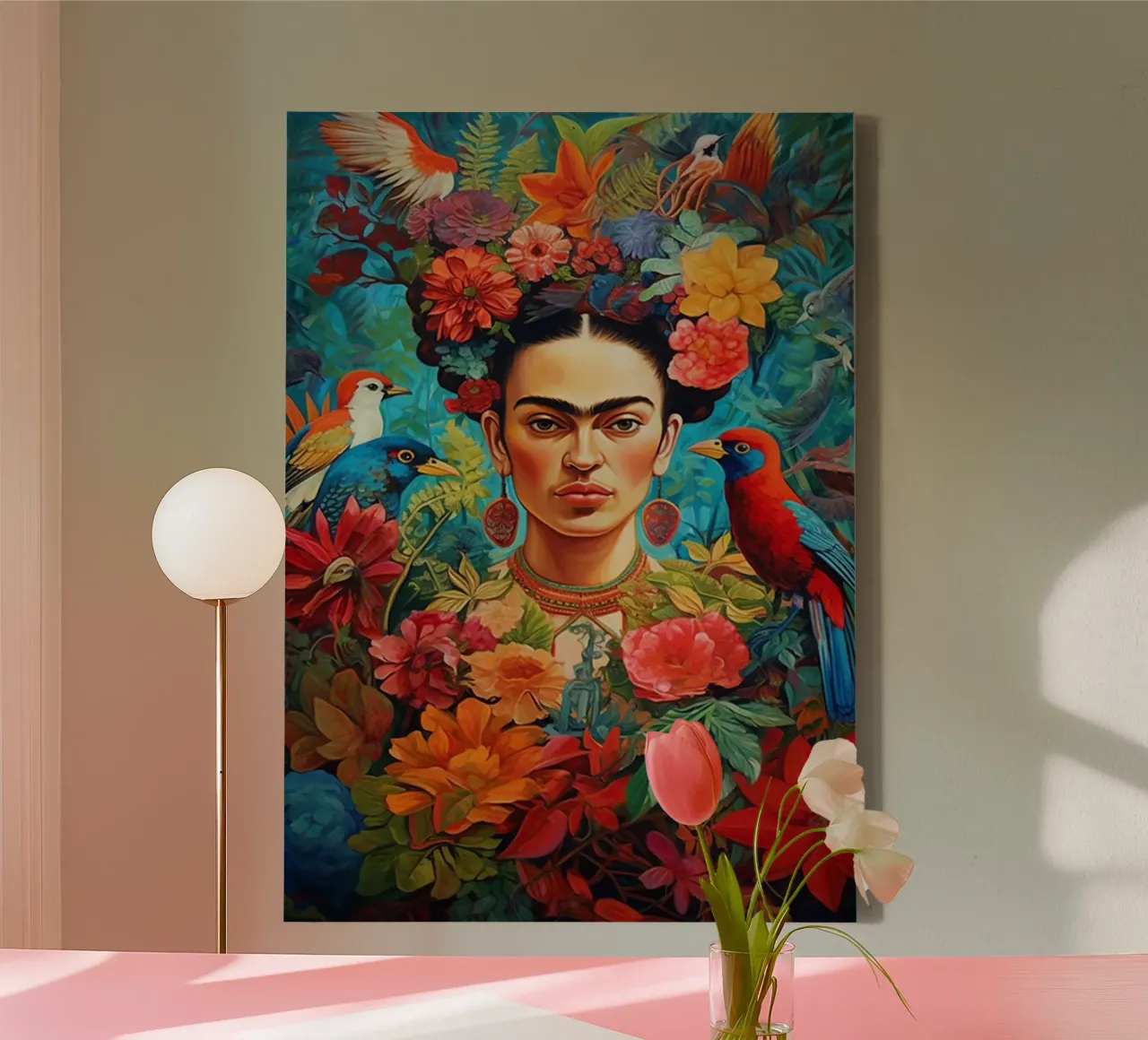 Ritratto di Frida tela con Cornice a cassetta da Popo Photograph