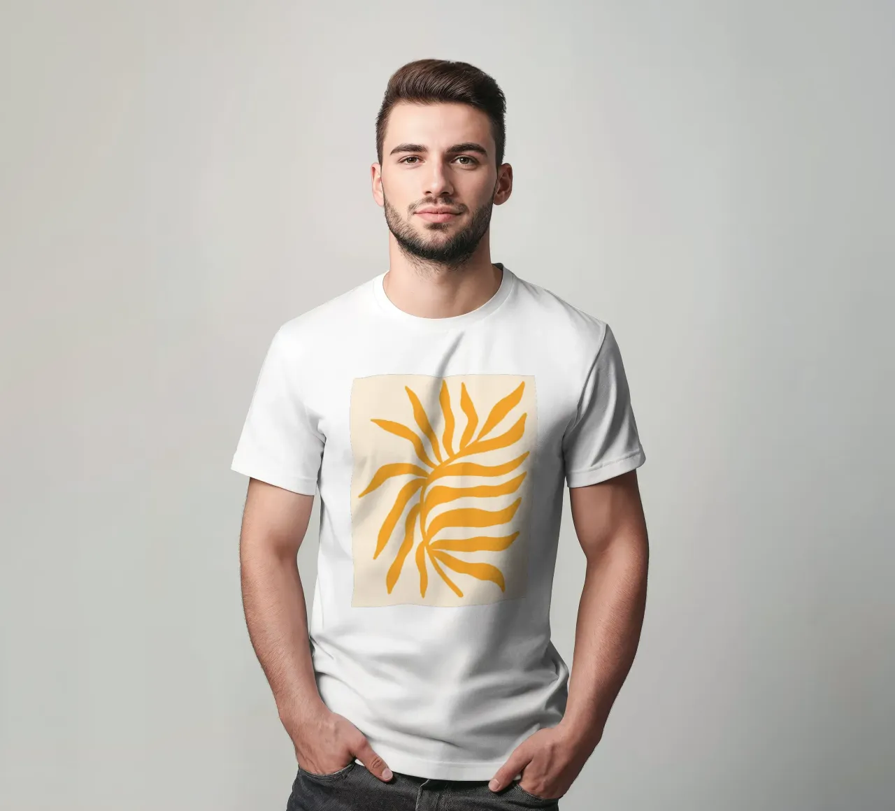 Gelber Scherenschnitt Strukturierter Zweig 2 T-Shirt von Wackapacka
