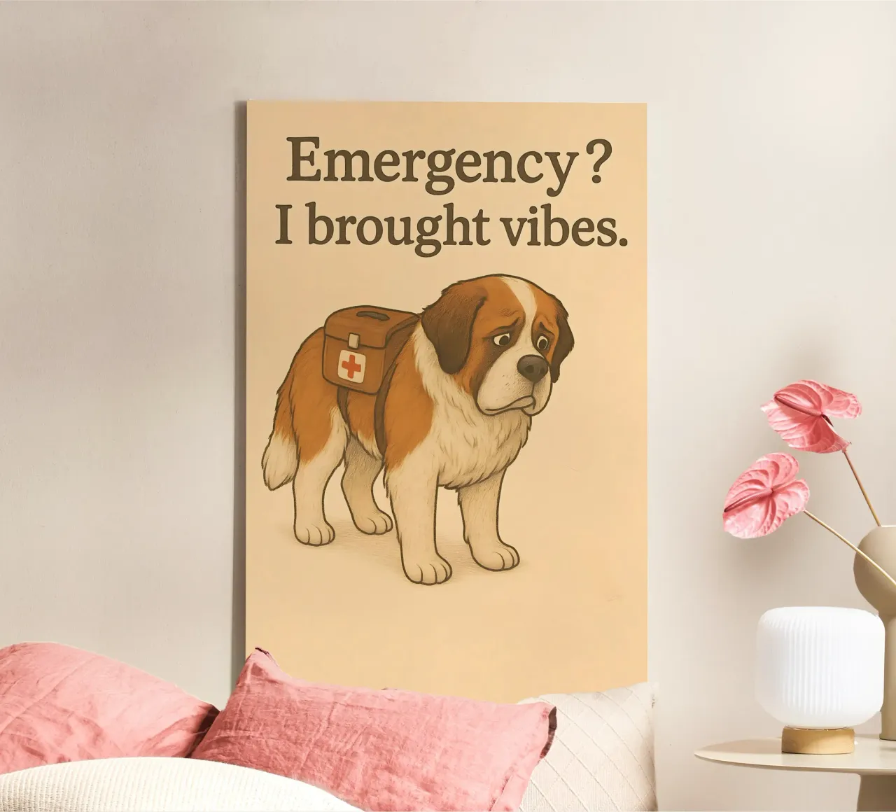 Grappige Sint Bernard Meme canvas met Baklijst van Funny Humor Art