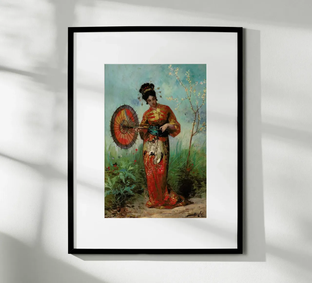 Beyle - A Japanese Woman with a Parasol poster con telaio in alluminio da ARTOTHEK