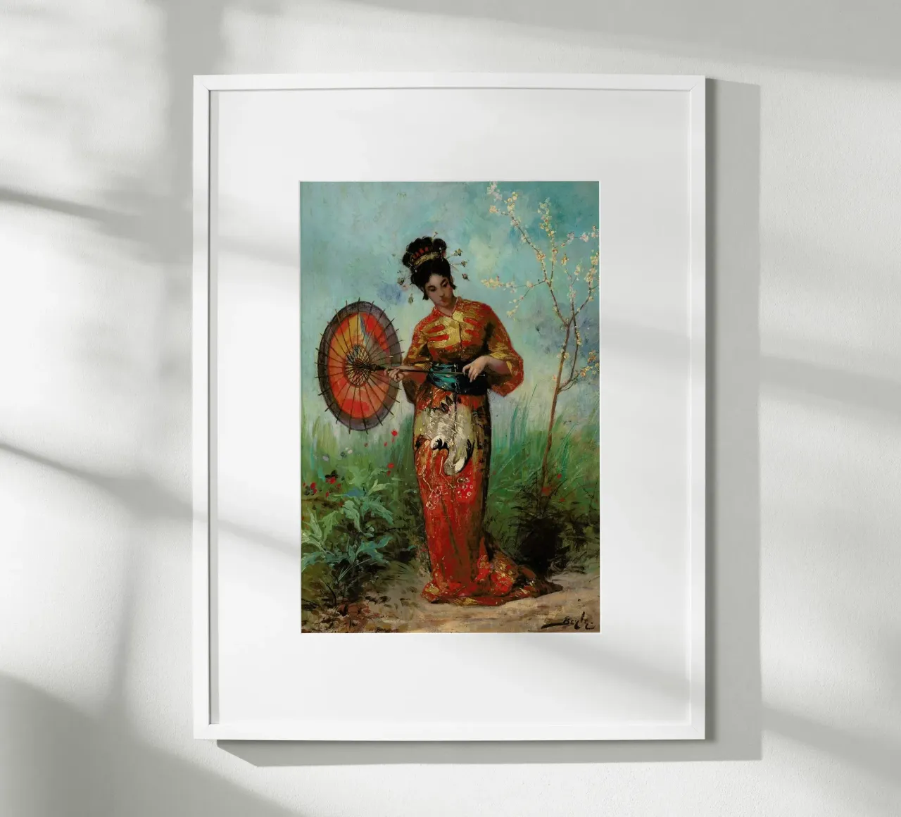 Beyle - A Japanese Woman with a Parasol poster con telaio in alluminio da ARTOTHEK