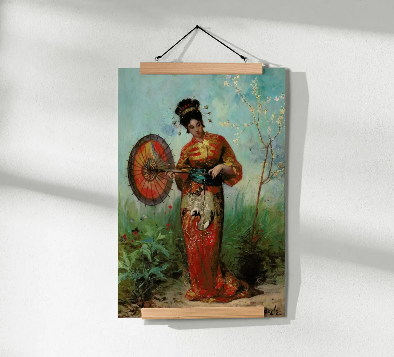 Beyle - A Japanese Woman with a Parasol poster con telaio in alluminio da ARTOTHEK