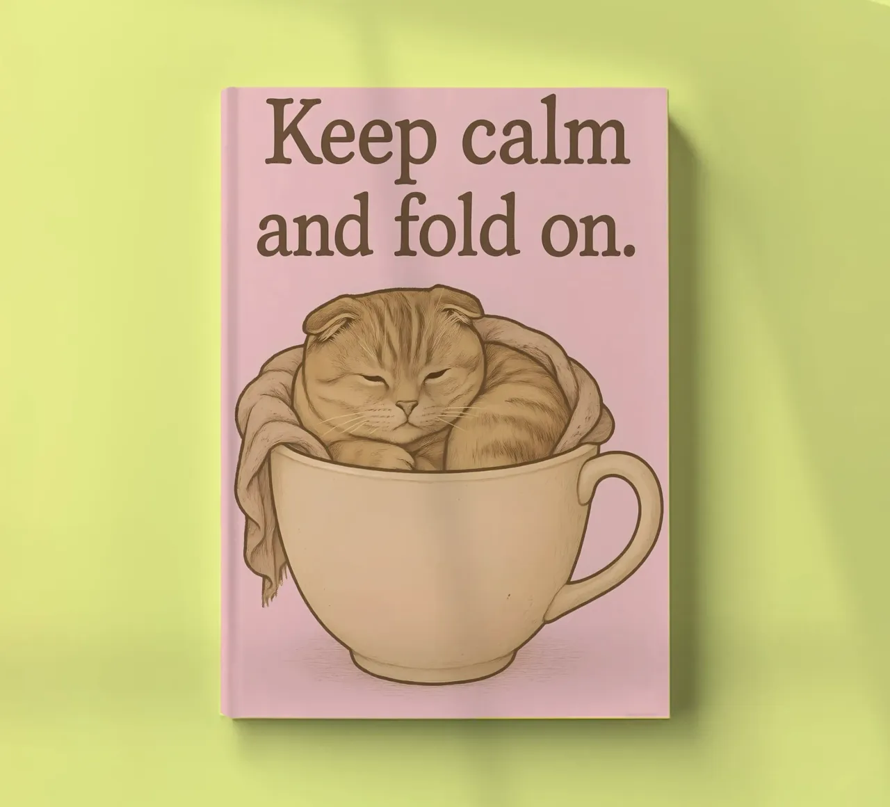 Funny Scottish Fold Cat Meme notebook by Funny Humor Art