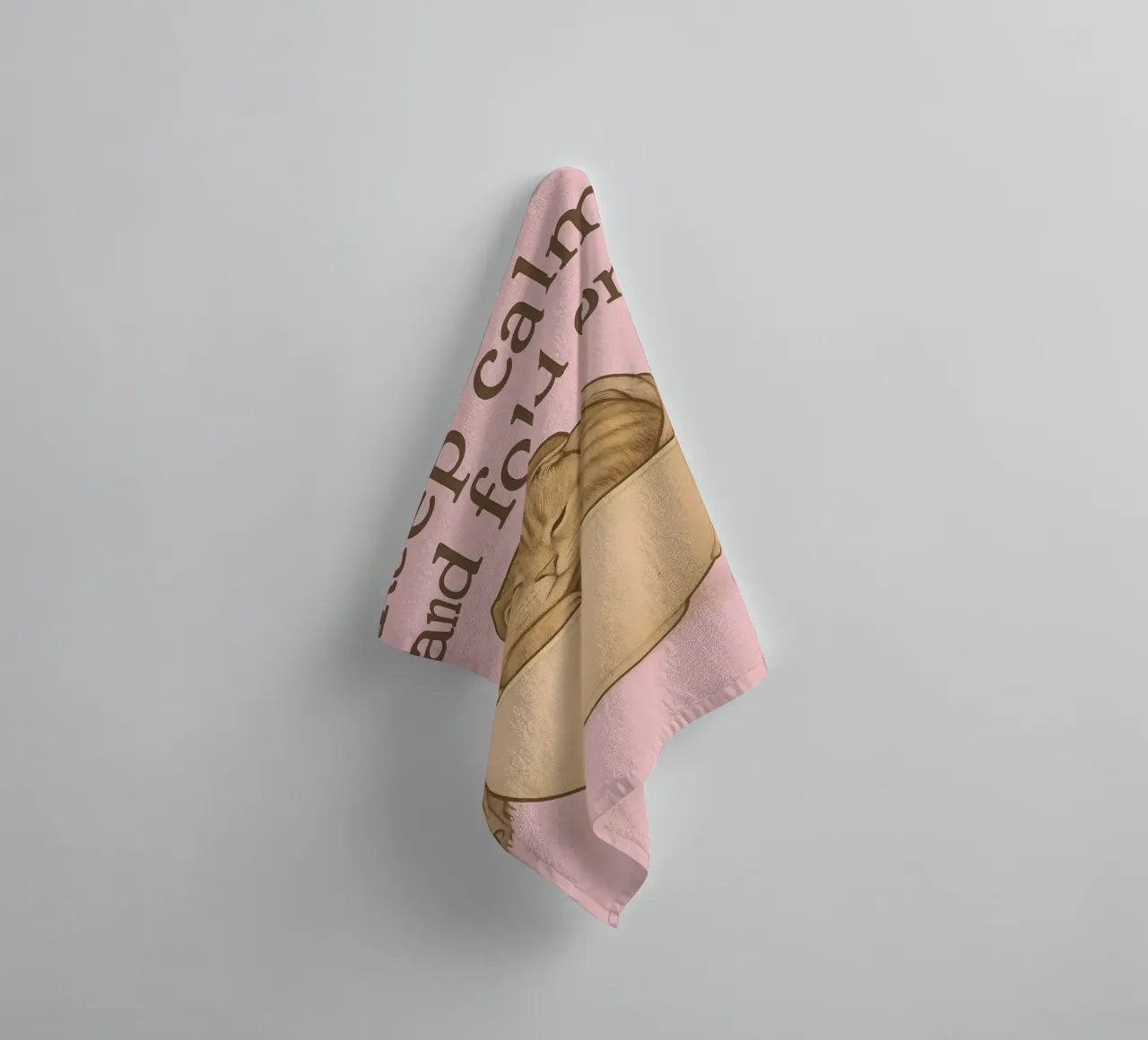 Funny Scottish Fold Cat Meme towel by Funny Humor Art