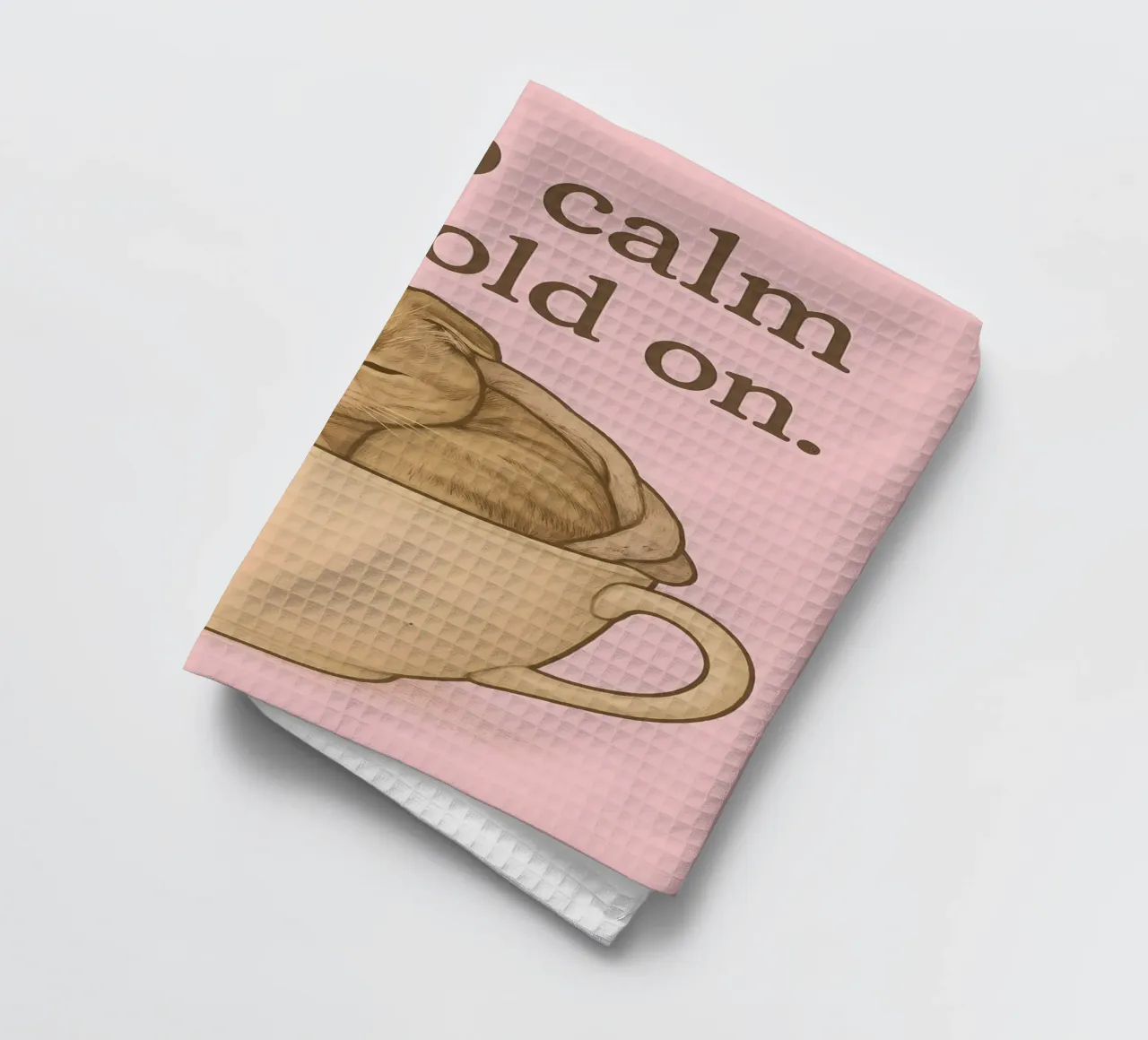 Funny Scottish Fold Cat Meme tea towel by Funny Humor Art