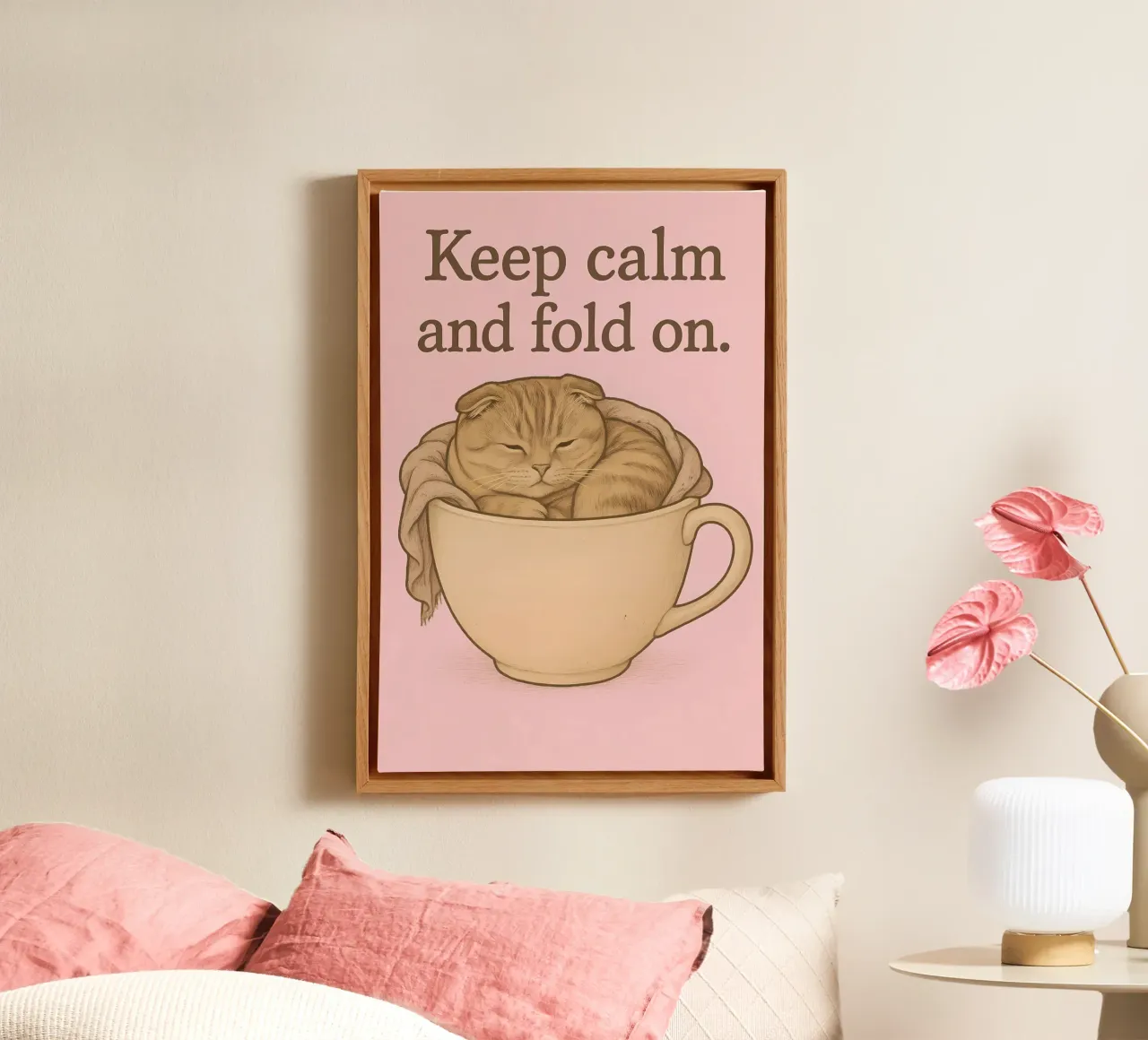 Funny Scottish Fold Cat Meme canvas with Floater frame by Funny Humor Art