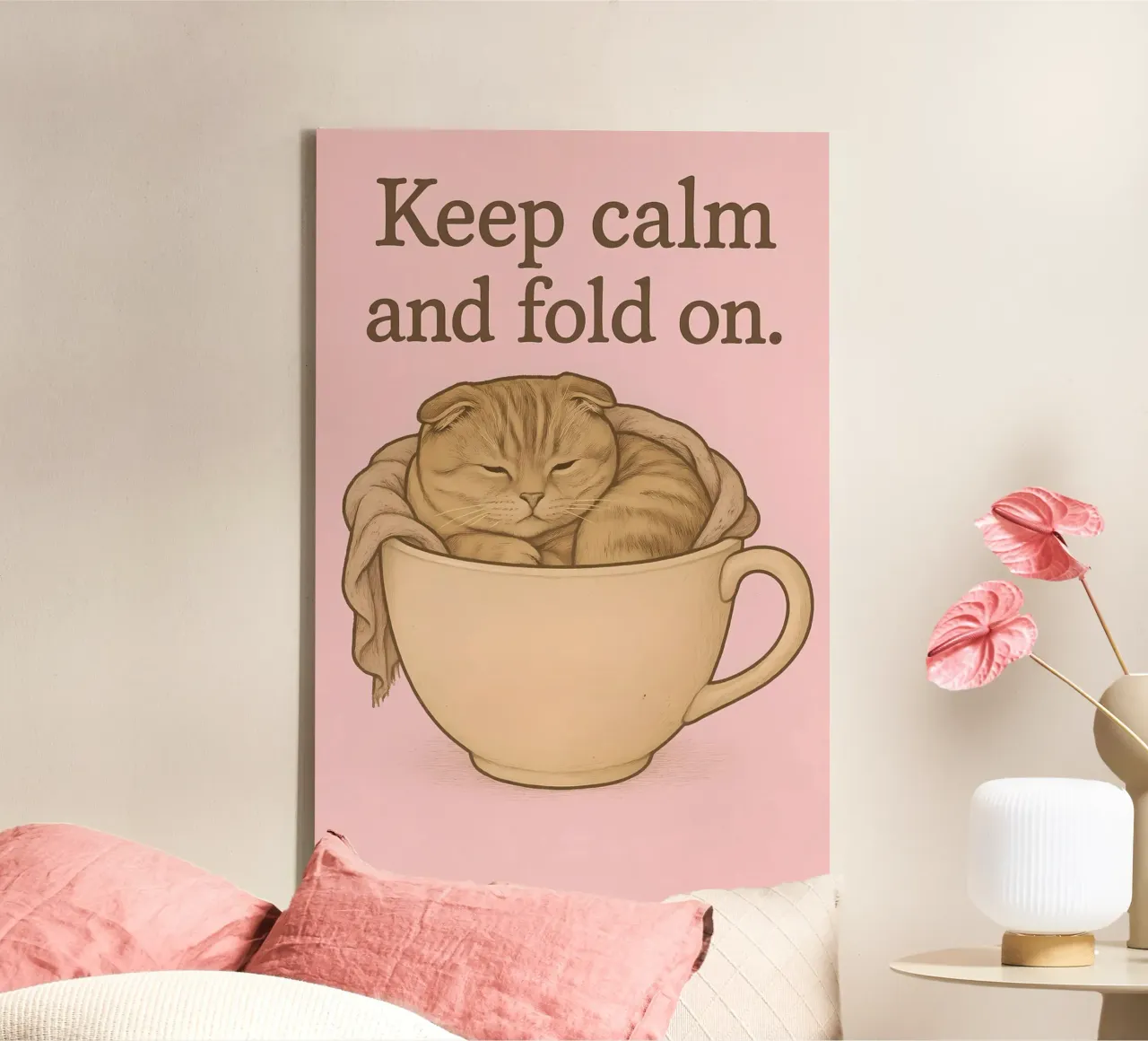 Funny Scottish Fold Cat Meme canvas with Floater frame by Funny Humor Art