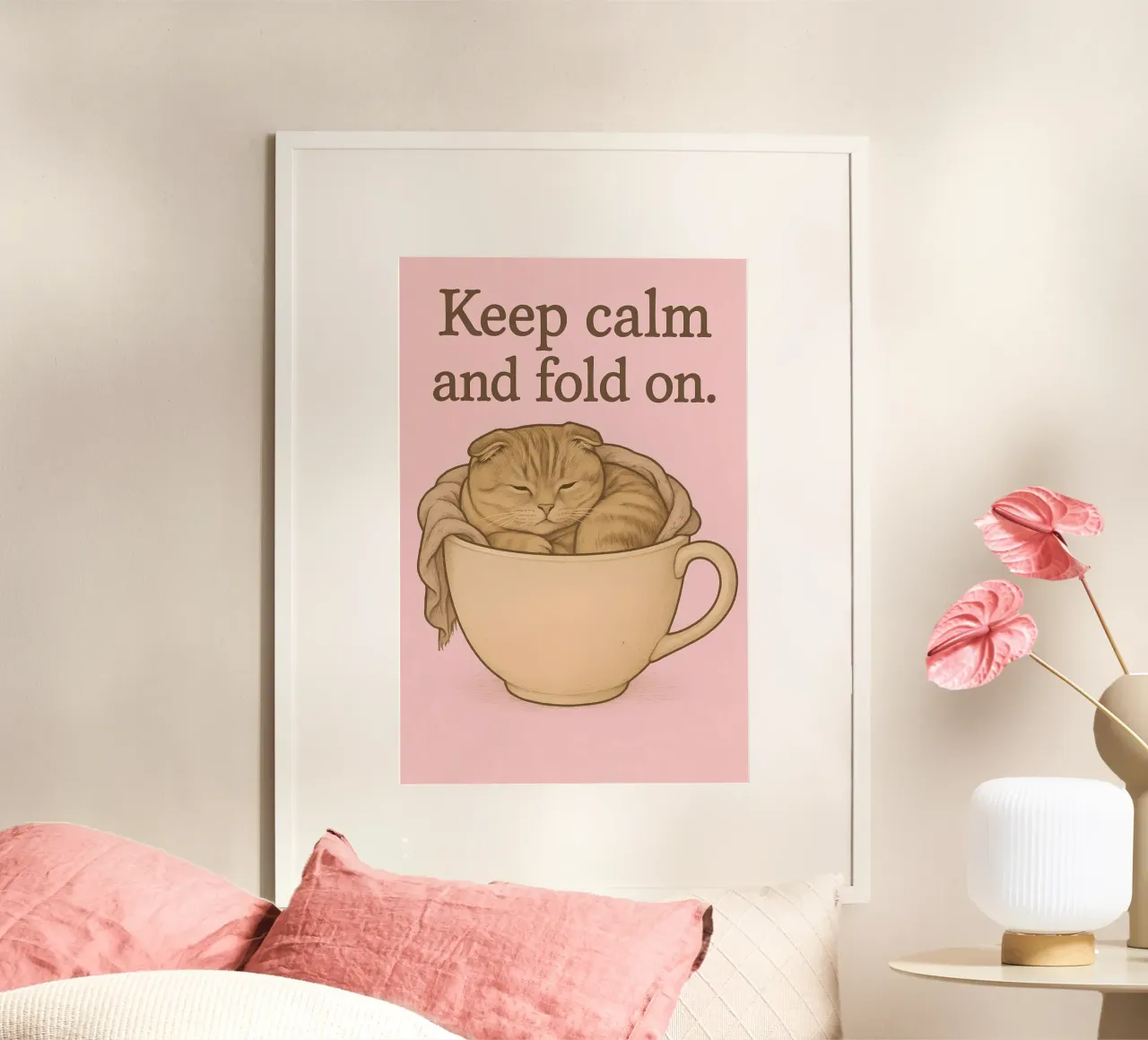 Meme divertente sul gatto Scottish Fold poster con telaio in alluminio da Funny Humor Art