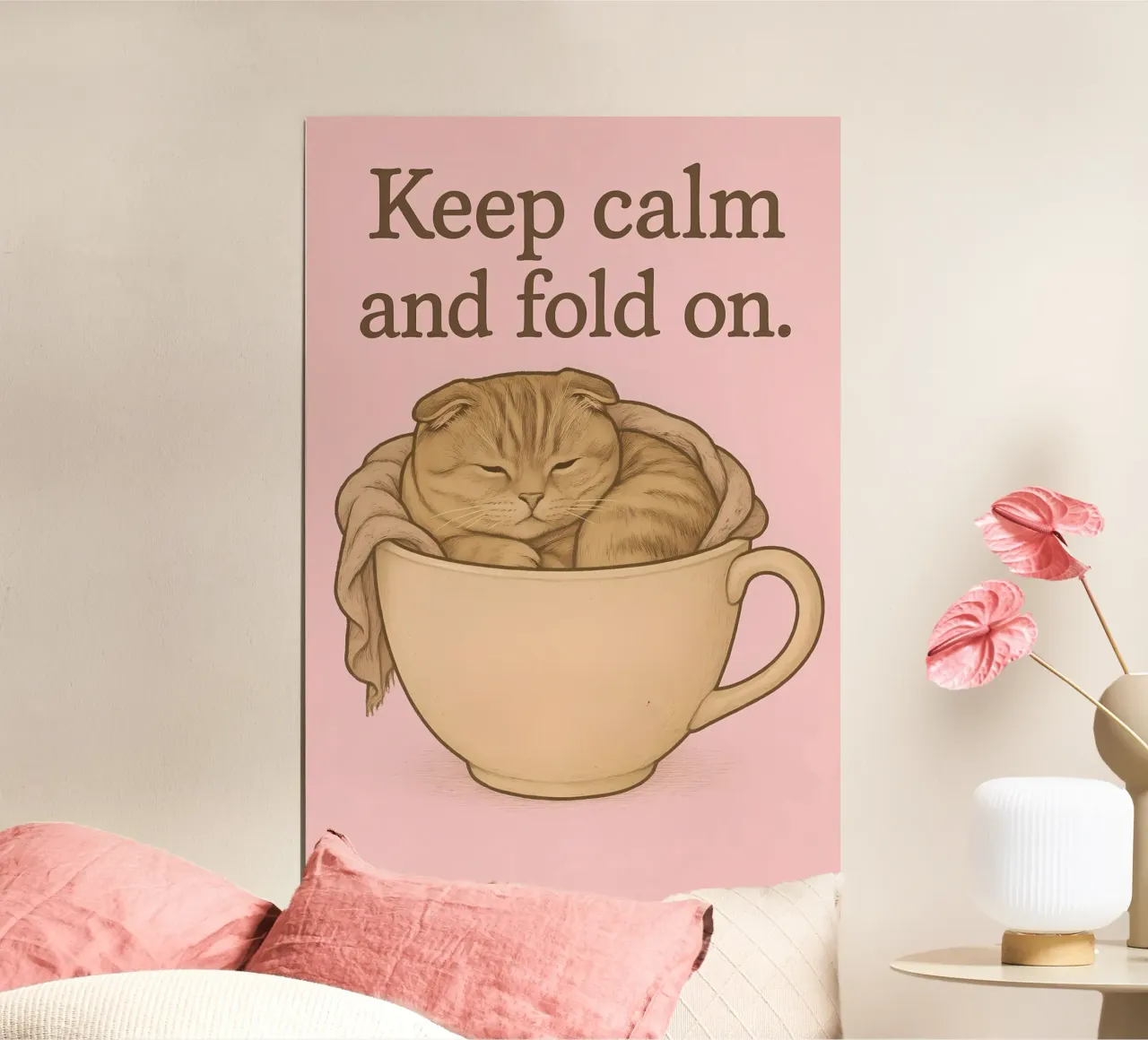 Meme divertente sul gatto Scottish Fold poster con telaio in alluminio da Funny Humor Art