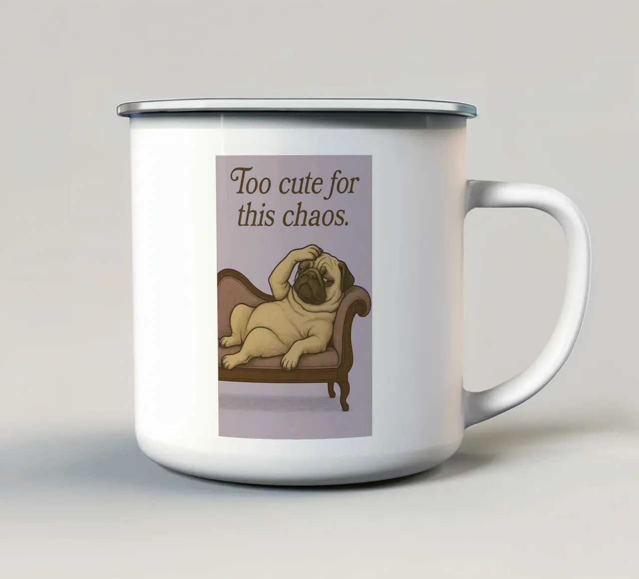 Funny Pug Meme tazza in smalto da Funny Humor Art