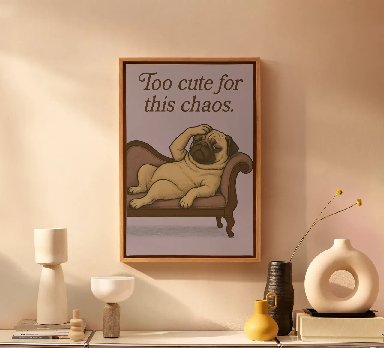 Funny Pug Meme tela con Cornice a cassetta da Funny Humor Art