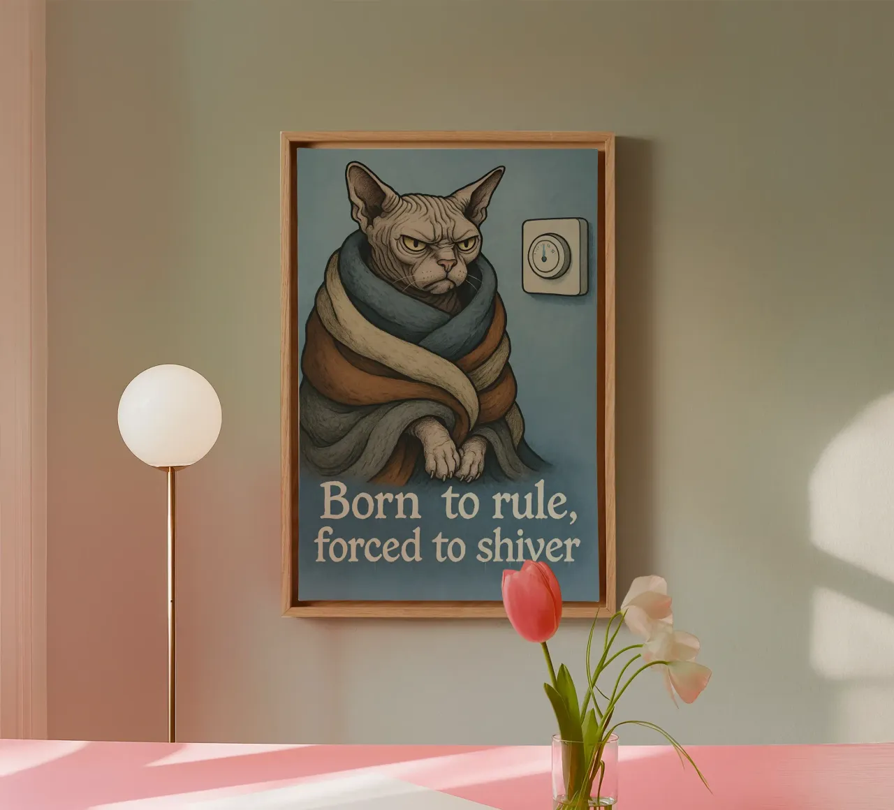 Grappige Sphynx Kat Meme canvas met Baklijst van Funny Humor Art