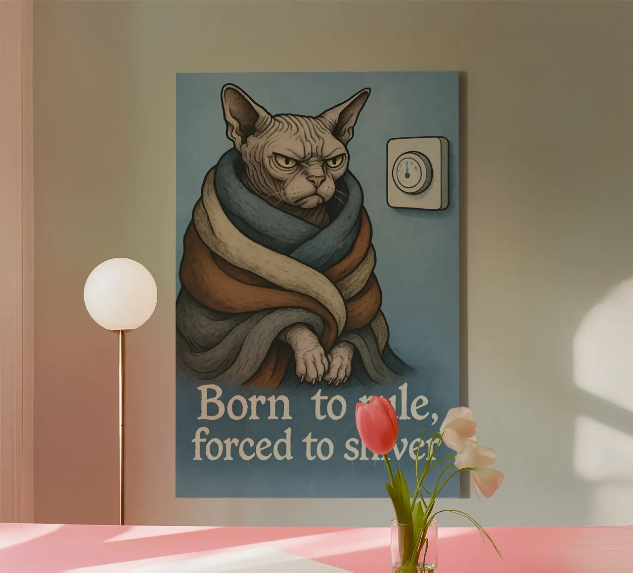 Grappige Sphynx Kat Meme canvas met Baklijst van Funny Humor Art
