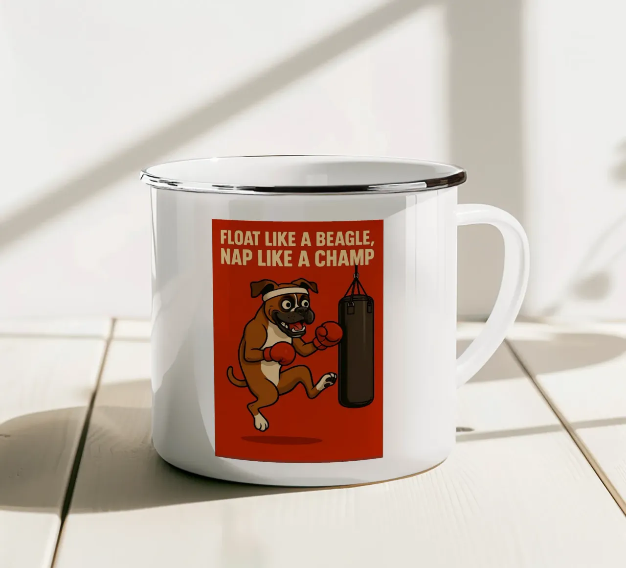 Meme divertente sul cane boxer tazza in smalto da Funny Humor Art