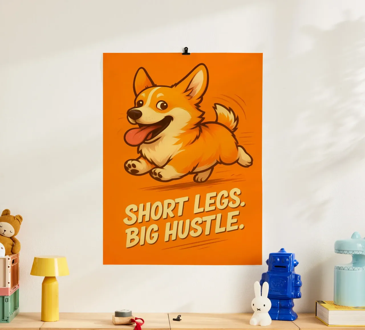 Meme divertente sui Corgi poster con telaio in plastica da Funny Humor Art