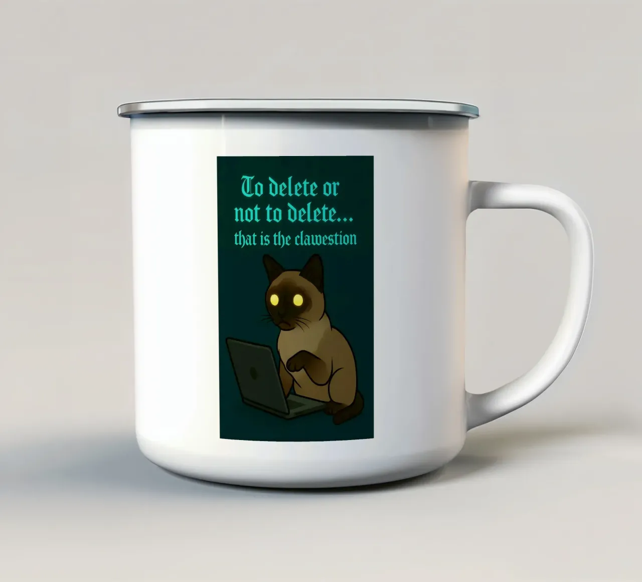 Funny Siamese Cat Meme tazza in smalto da Funny Humor Art