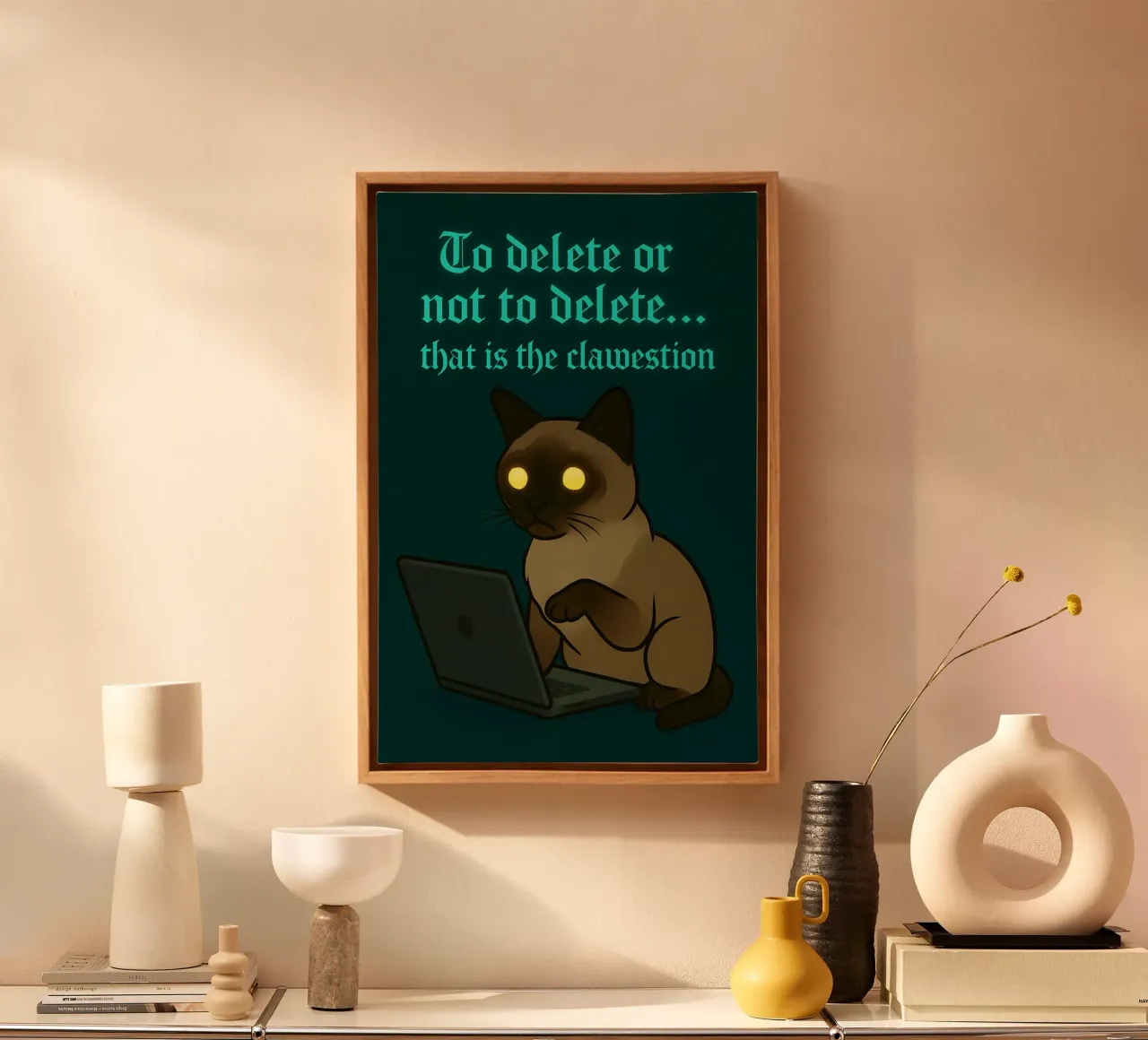 Funny Siamese Cat Meme tela con Cornice a cassetta da Funny Humor Art