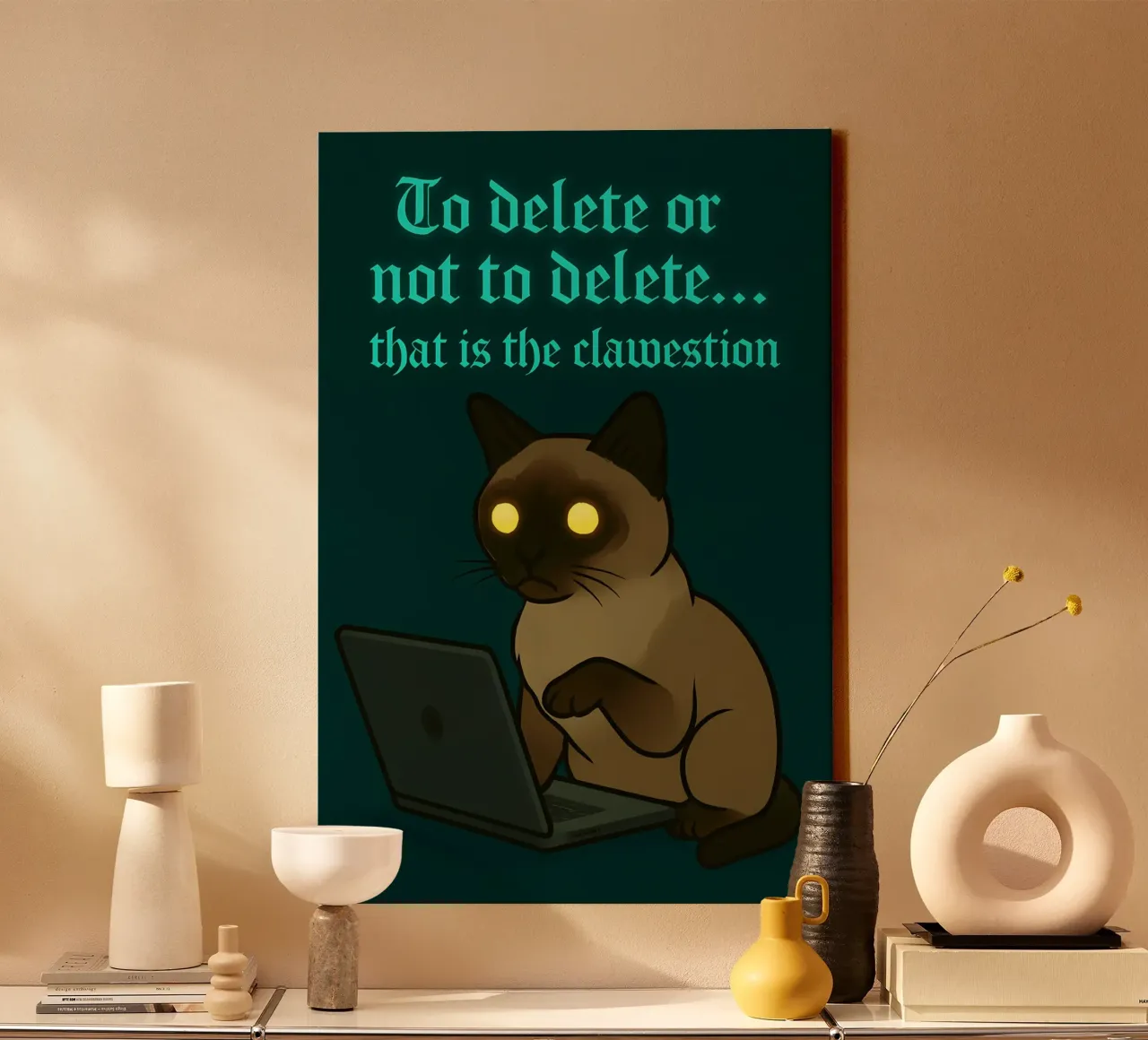 Funny Siamese Cat Meme tela con Cornice a cassetta da Funny Humor Art