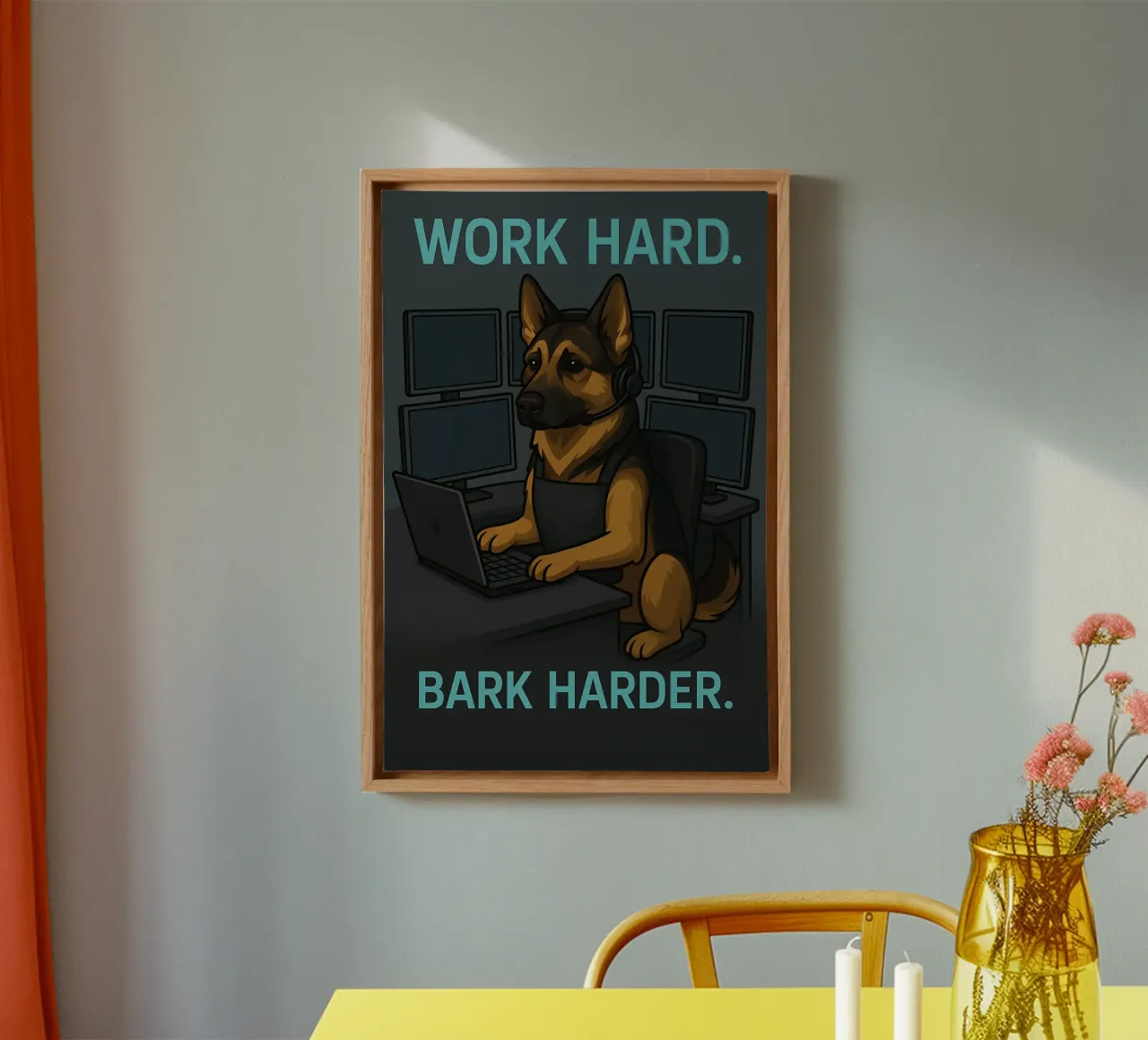 Grappige Duitse Herder Meme canvas met Baklijst van Funny Humor Art