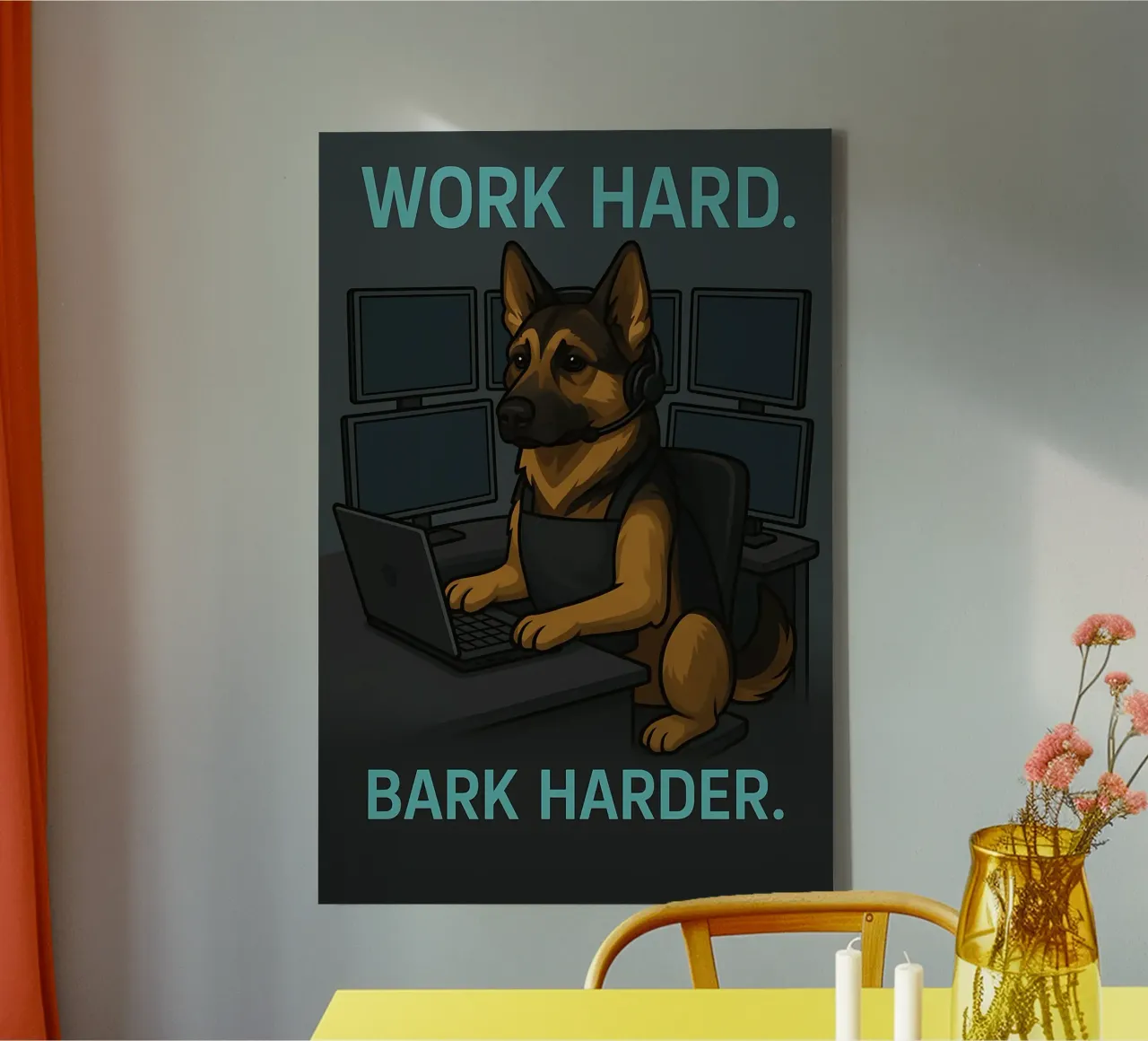 Grappige Duitse Herder Meme canvas met Baklijst van Funny Humor Art