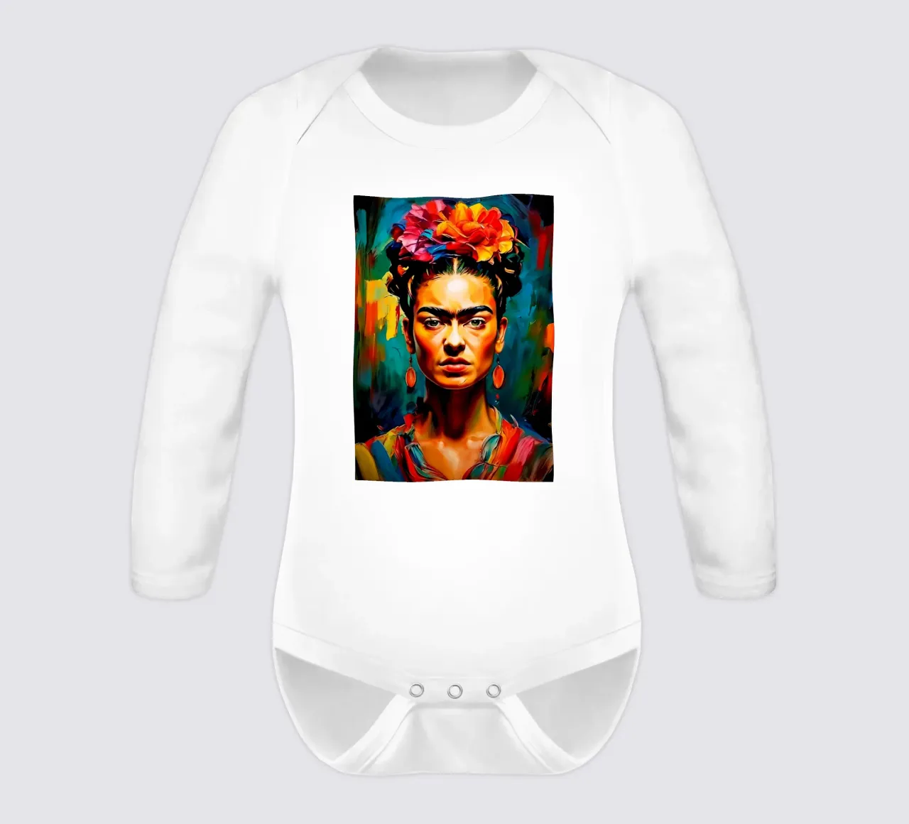 Frida Painting long-sleeve baby romper by Popo Photograph