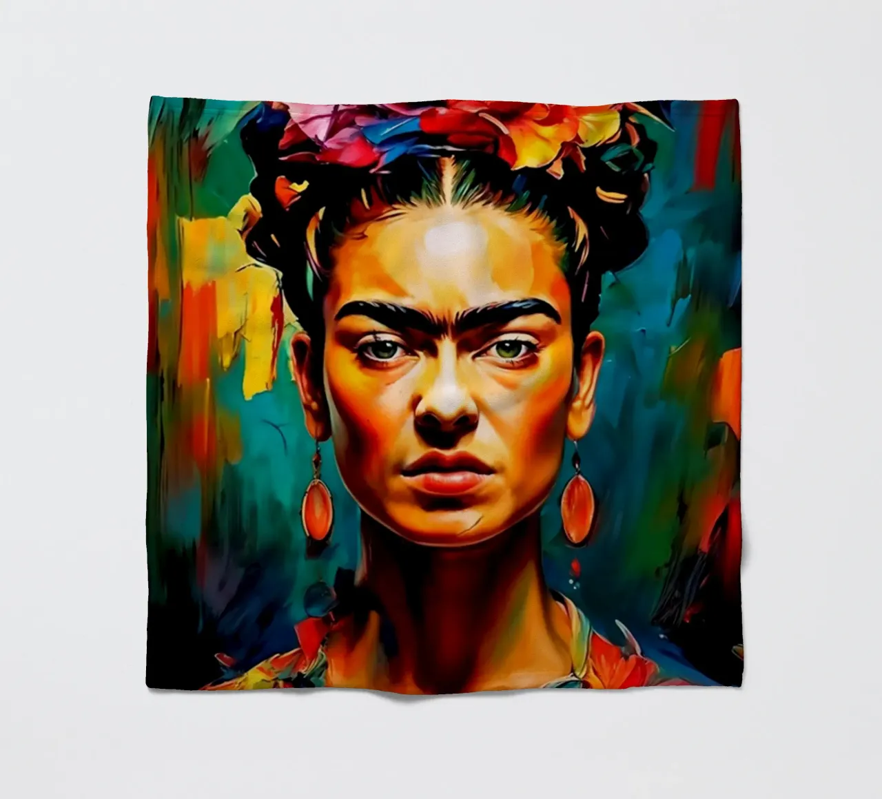 Frida Painting fleece blanket by Popo Photograph