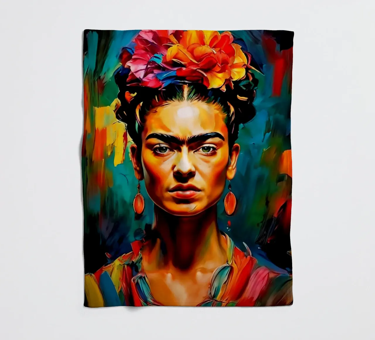 Frida Painting fleece blanket by Popo Photograph