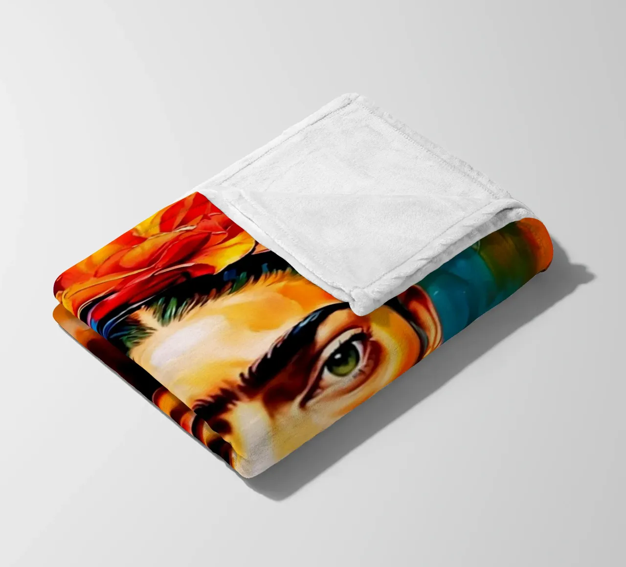Frida Painting fleece blanket by Popo Photograph