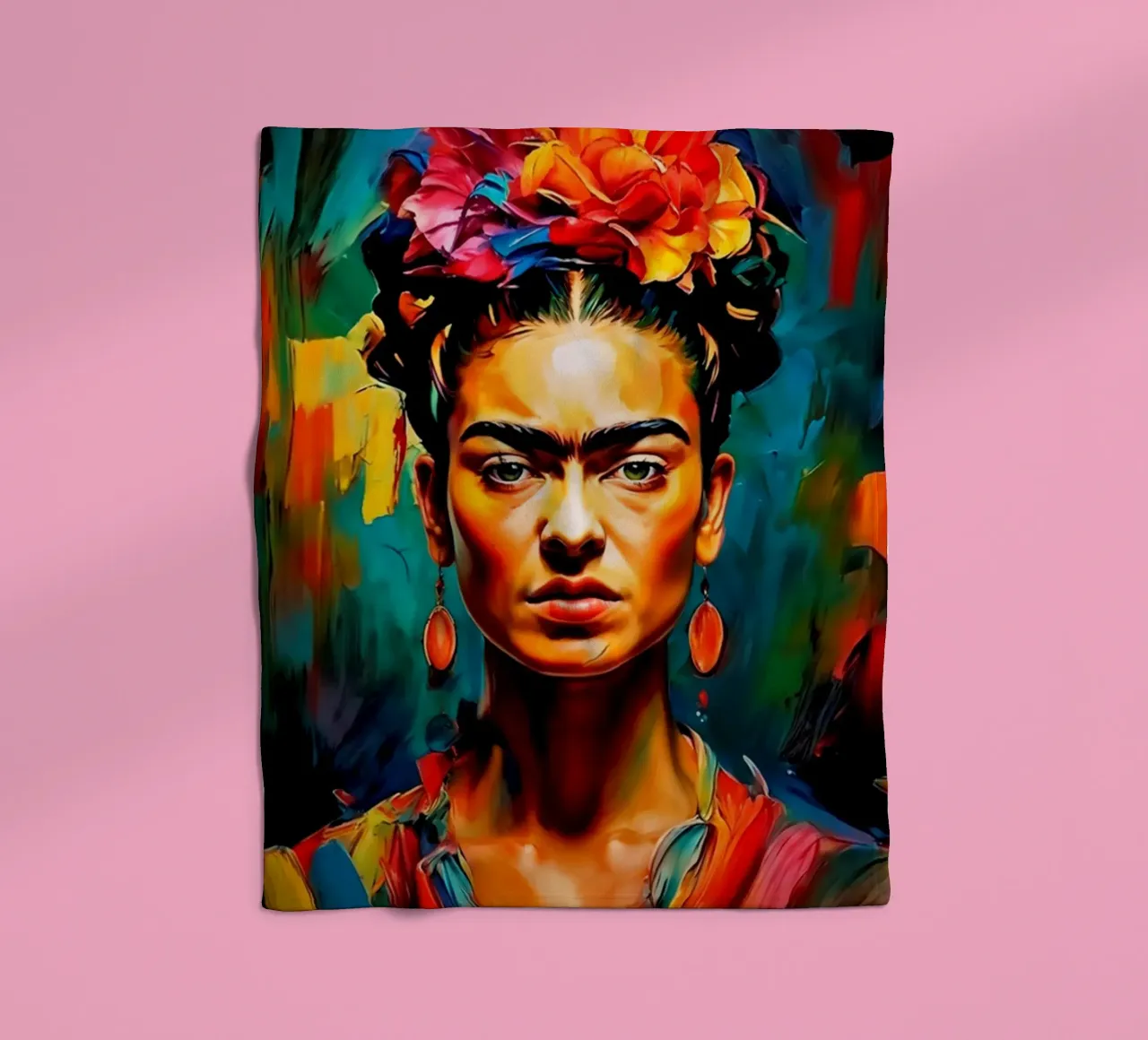 Frida Painting fleece blanket by Popo Photograph